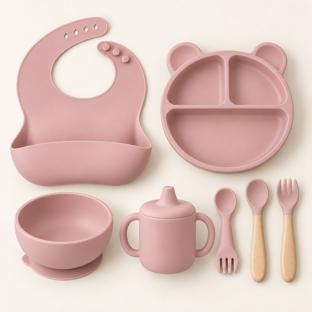 Kit de alimentacion mimube - 7 piezas (Rosa Claro)